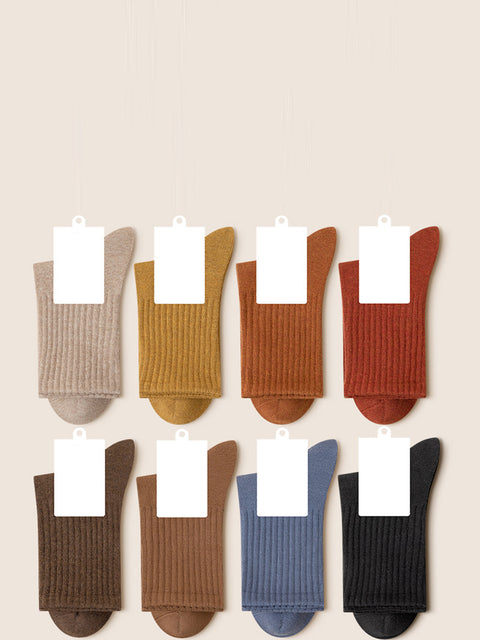 6 Pairs Women Solid Winter Cotton Socks