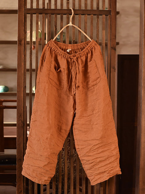 Plus Size Women Summer Vintage Linen Harem Pants