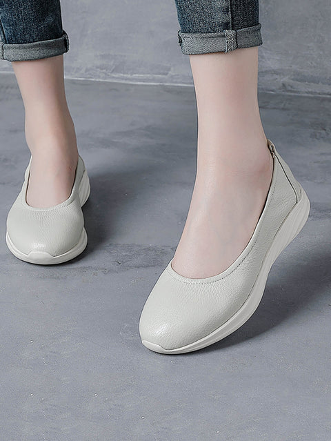 Women Spring Soft Leather Low Heel Shoes