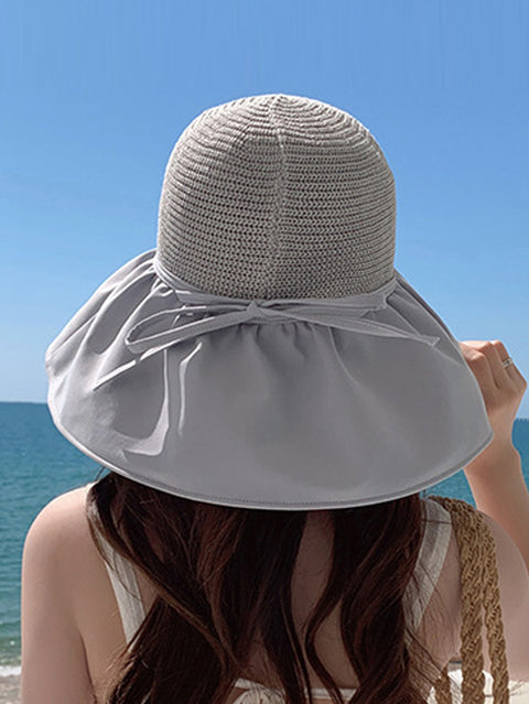 Women Summer Fashion Spliced Solid Sunproof Hat