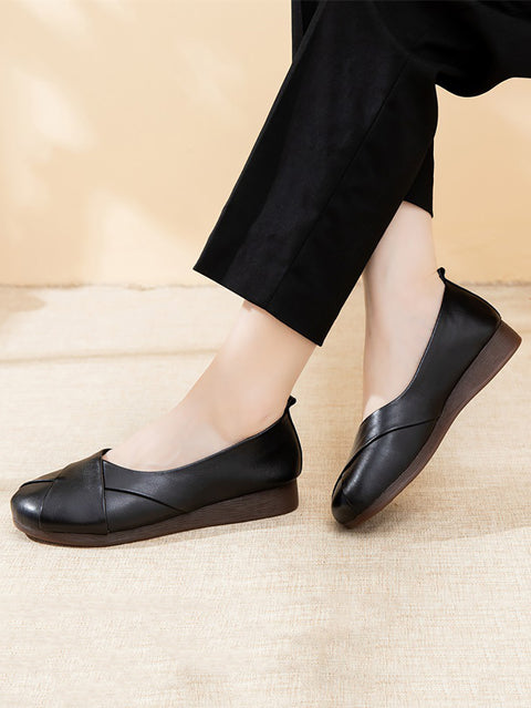 Women Vintage Summer Soft Leather Flat Shoes