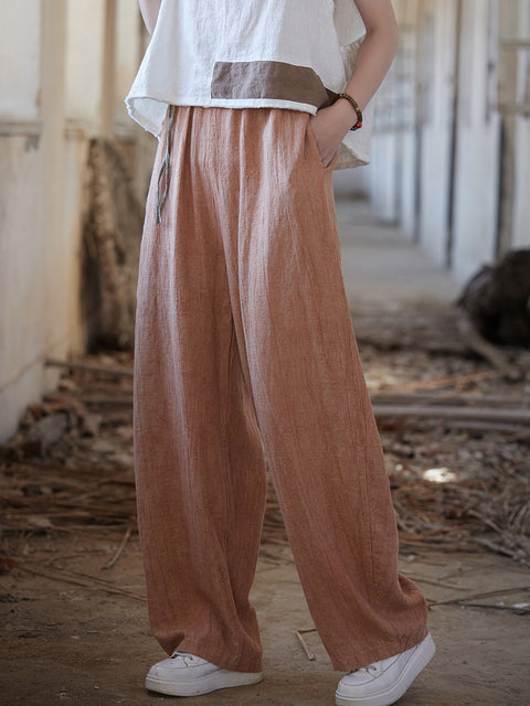 Women Summer Vintage Worn Straight Pants