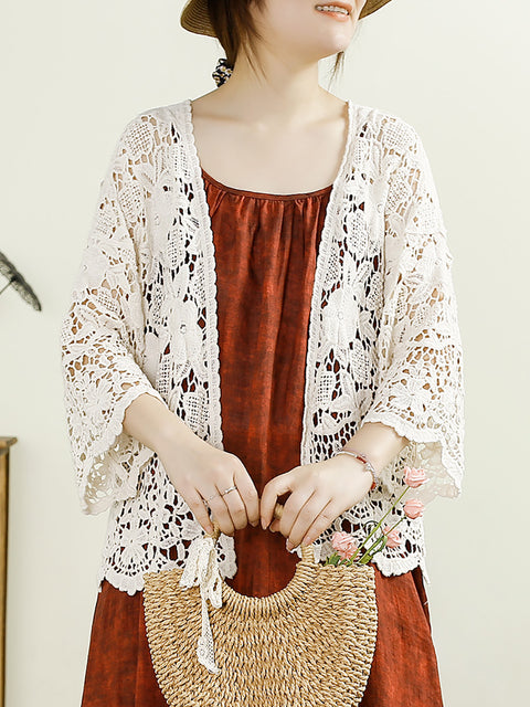 Women Summer Casual Solid Knitted Shirt Coat