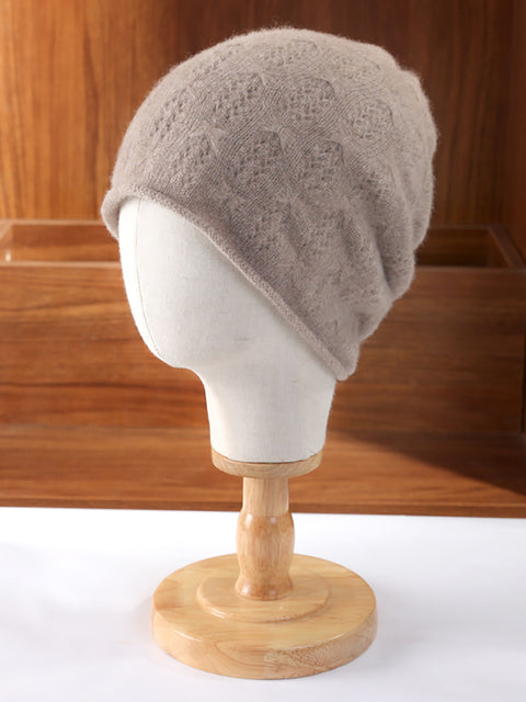 Women Winter Solid Knit Hemming Wool Hat