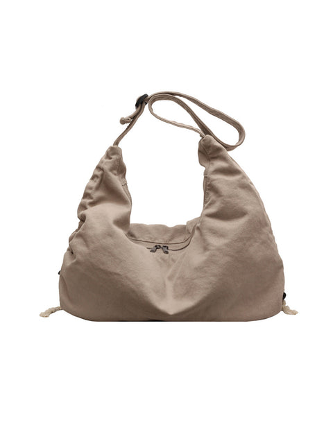 Women Casual Solid Large Capacity Canvas Cossbody Bag