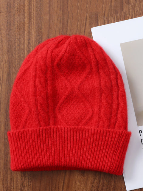 Unisex Winter Wool Cable Knit Warm Hat