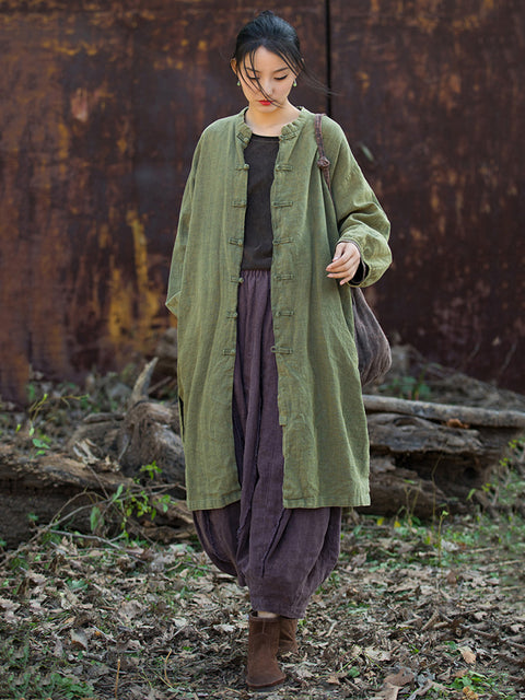 Women Vintage Spring Solid Long Shirt Coat