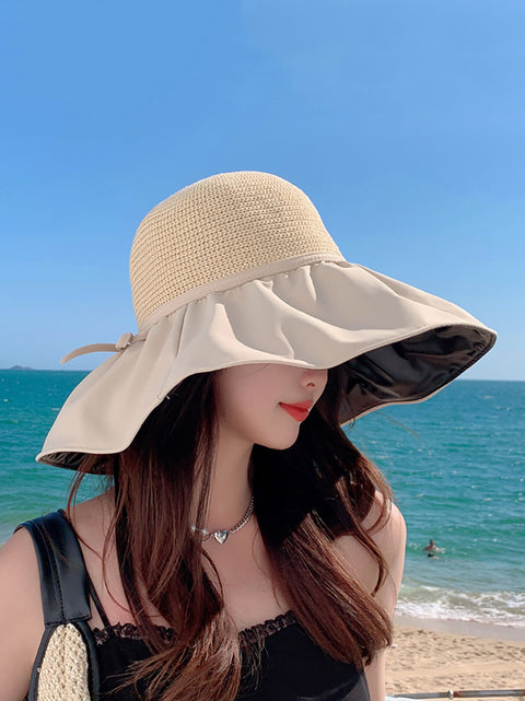 Women Summer Fashion Spliced Solid Sunproof Hat