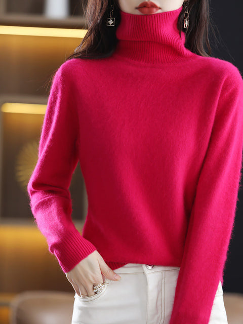 Women Autumn Casual Turtleneck Soft Cashmere Sweater