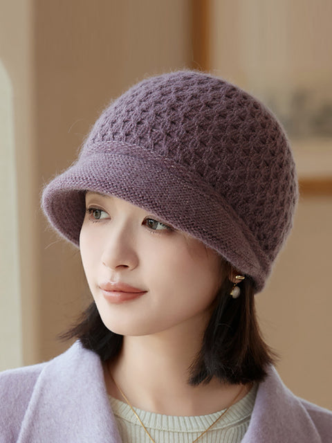 Women Casual Pure Color Knit Hat