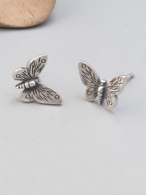 Vintage S925Sliver Flower Butterfly Ear Studs