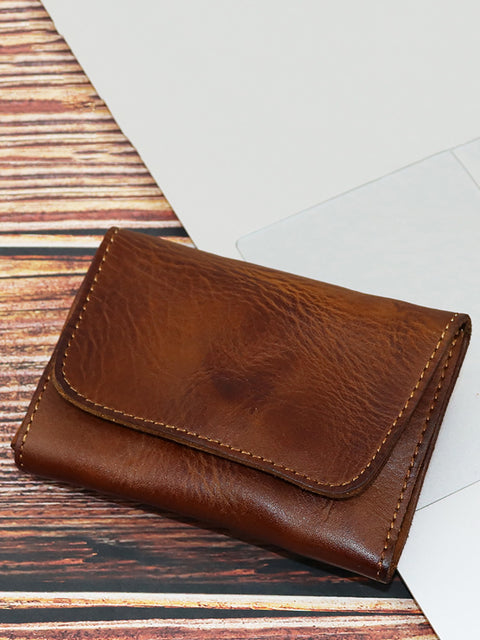 Vintage Genuine Leather Button Multifunction Wallet