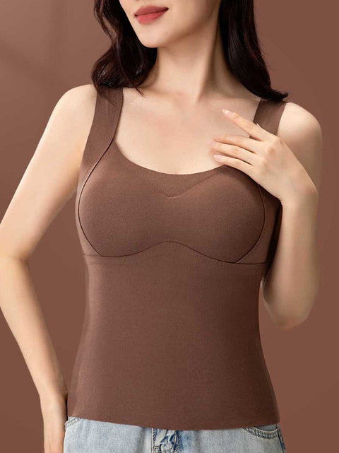 Women Winter Warm With Bra Pad Pure Color Base