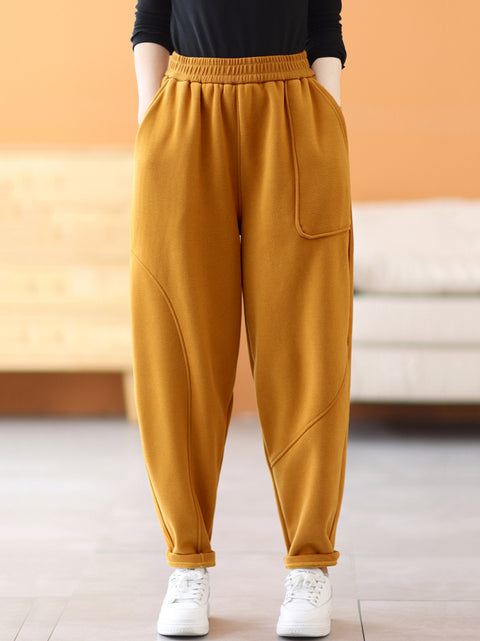 Plus Size Women Casual Winter Fleece-lined Harem Pants