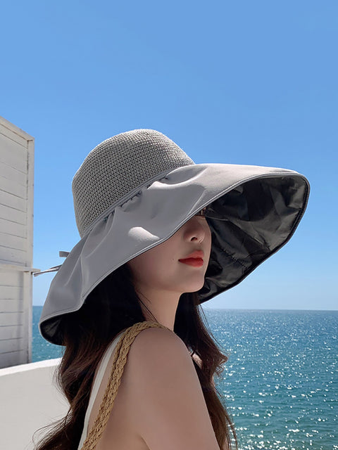 Women Summer Fashion Spliced Solid Sunproof Hat