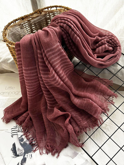 Women Artsy Stripe Raw-edge Shawl Scarf