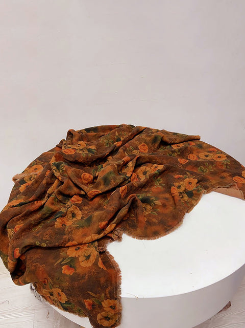 Women Ethnic Flower Tie-dye Autumn Scarf