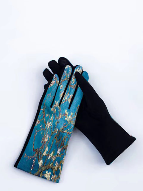 Women Fashion Print Warm Outdoor Gloves