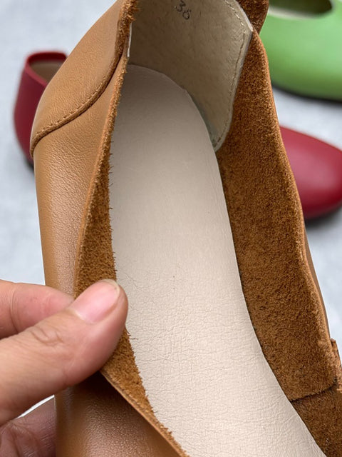 Women Casual Solid Summer Leather Flat Shoes