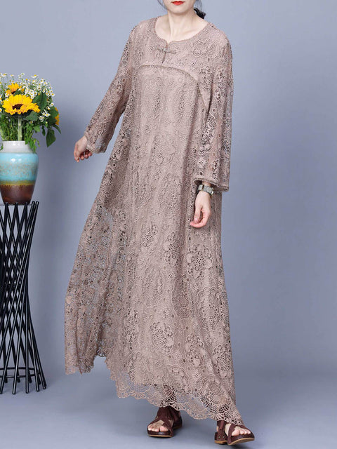 Women Summer Artsy Lace Spliced Maxi Dress