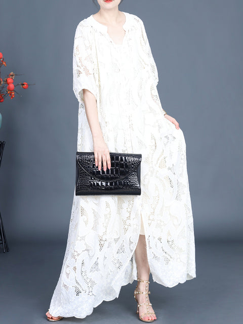 Women Summer Artsy Cutout Lace Maxi Dress