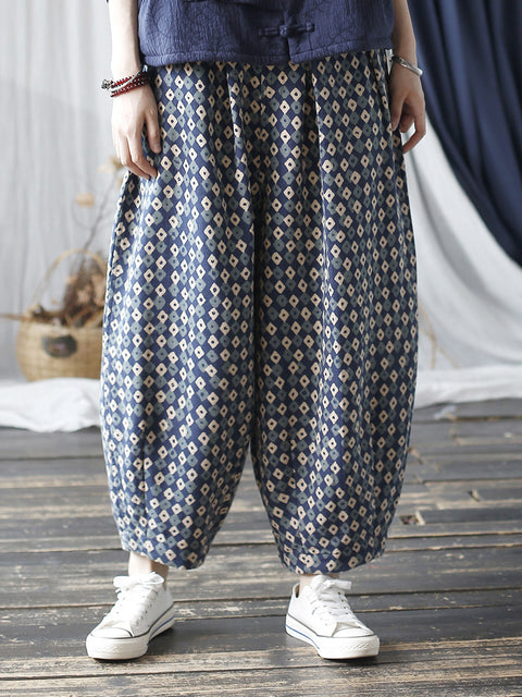 Women Autumn Artsy Lattice Harem Pants