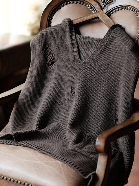 Women Autumn Solid Frayed Warm Hooded Wool Vest