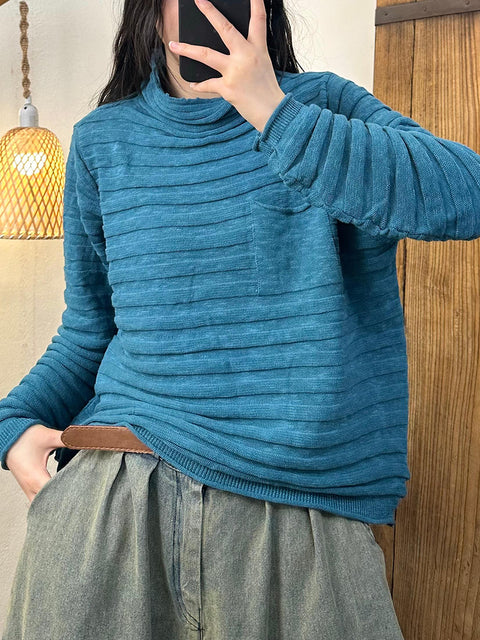 נשים קז'ואל סתיו Colorblock Stripe O-Neck כותנה סווטשירט