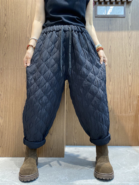 Women Winter Casual Rhomboid Thick Harem Pants