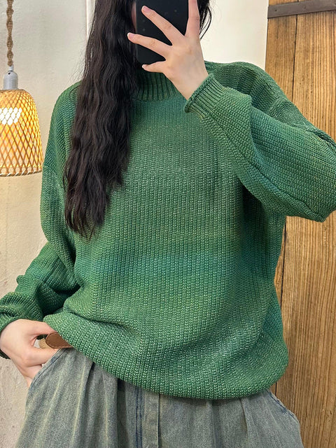 Women Autumn Casual Half Turtleneck Knit Pullover Sweater