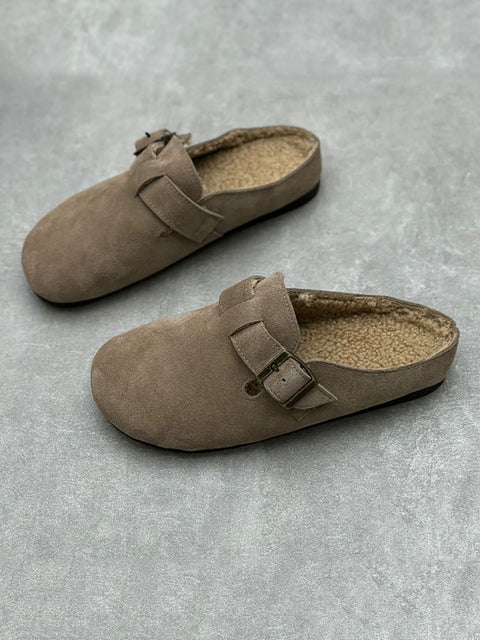 Women Genuine Leather Fleece-lined Birkenstock Slippers