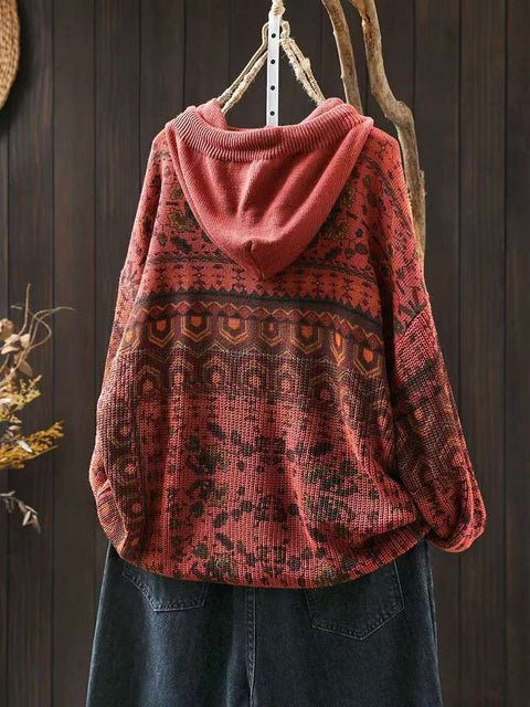 Women Autumn Casual Knit  Hooded Sweater