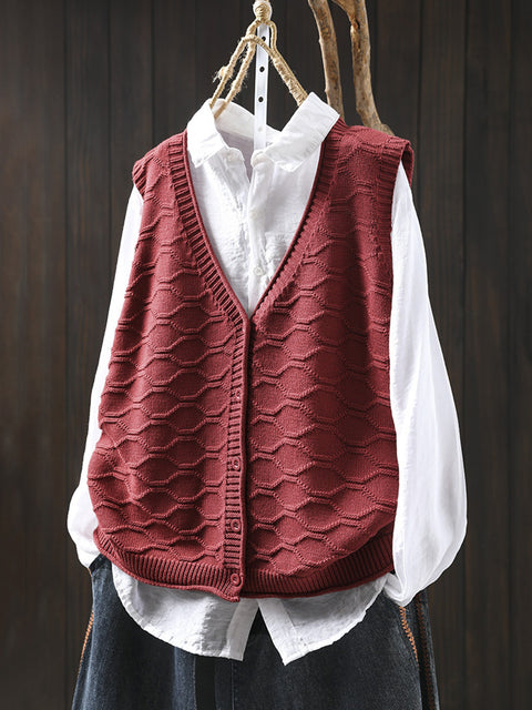 Women Casual Autumn V-Neck Knit Vest