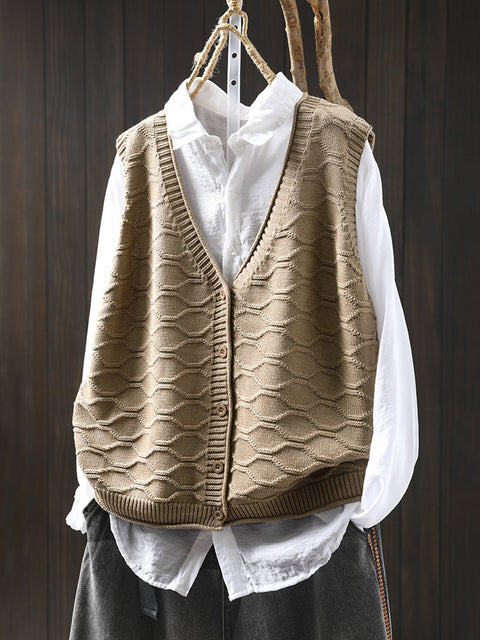 Women Casual Autumn V-Neck Knit Vest