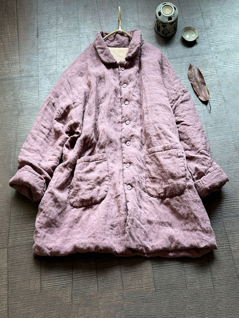 Women Vintage Autumn Solid Padded Coat