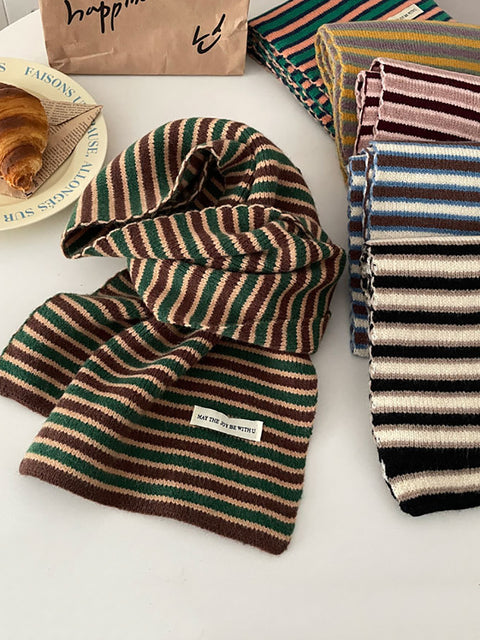 חורף Artsy Warm Stripe Knit צעיף