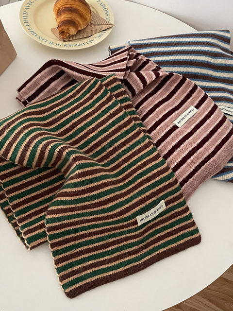 חורף Artsy Warm Stripe Knit צעיף