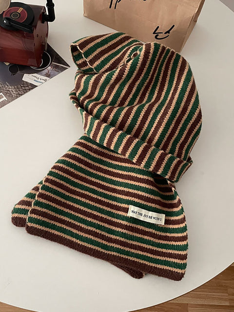 חורף Artsy Warm Stripe Knit צעיף