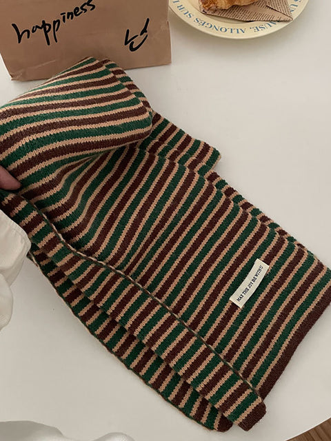 חורף Artsy Warm Stripe Knit צעיף