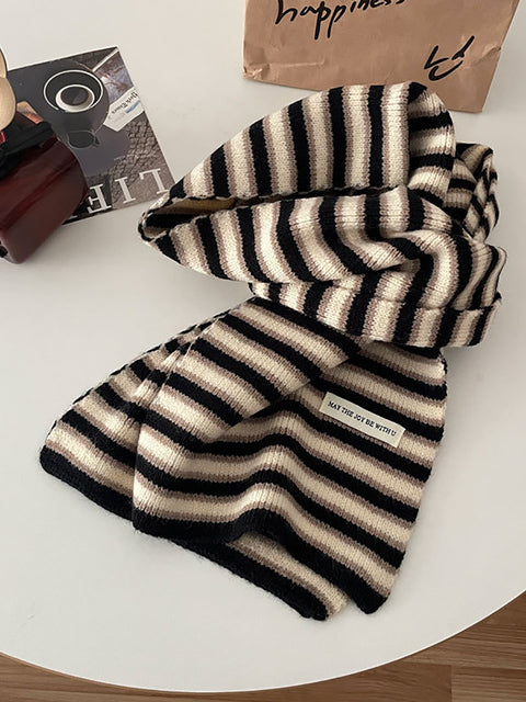 חורף Artsy Warm Stripe Knit צעיף