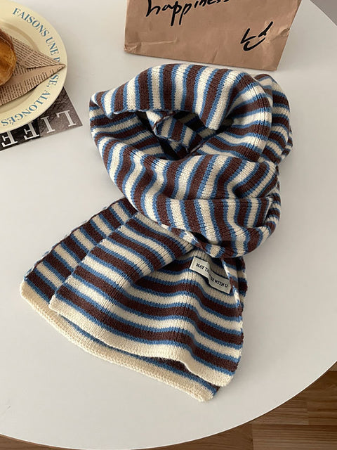 חורף Artsy Warm Stripe Knit צעיף