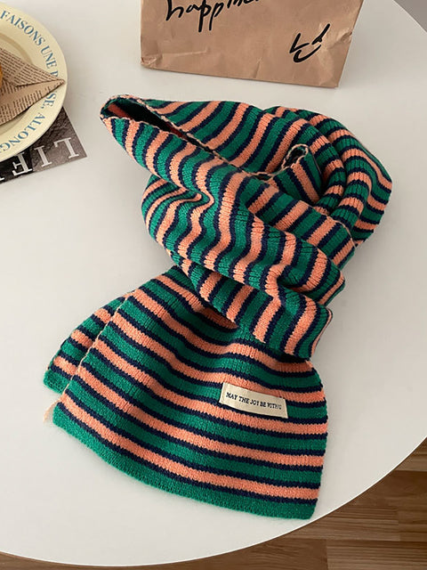 חורף Artsy Warm Stripe Knit צעיף