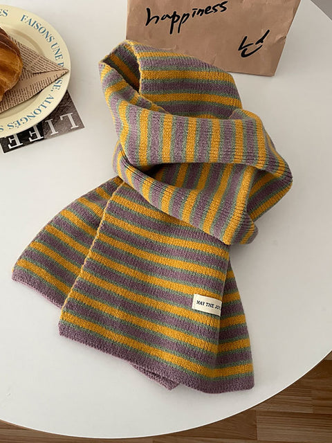 חורף Artsy Warm Stripe Knit צעיף