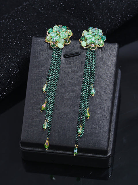 Women Bohemia Crystal Tassel Earrings