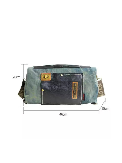 Women Retro Canvas Leather Spliced Shouder Bag