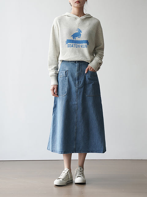 Women Spring Casual Washed Denim A-Shape Skirt