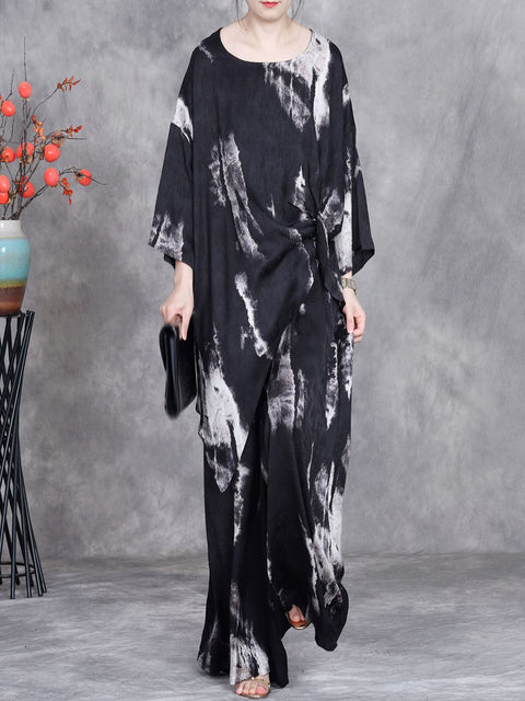 Women Spring Vintage Print Loose Suits