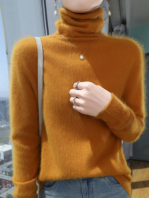 Women Autumn Turtleneck Wool Soft Warm Knit Sweater