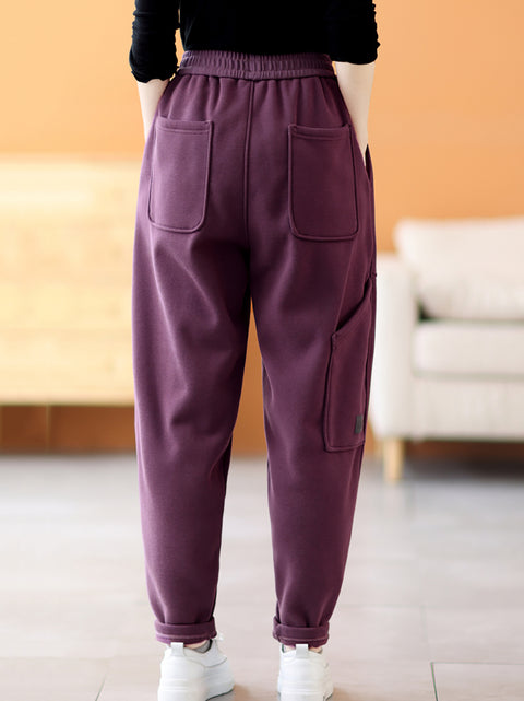 Plus Size Women Casual Winter Fleece-lined Harem Pants