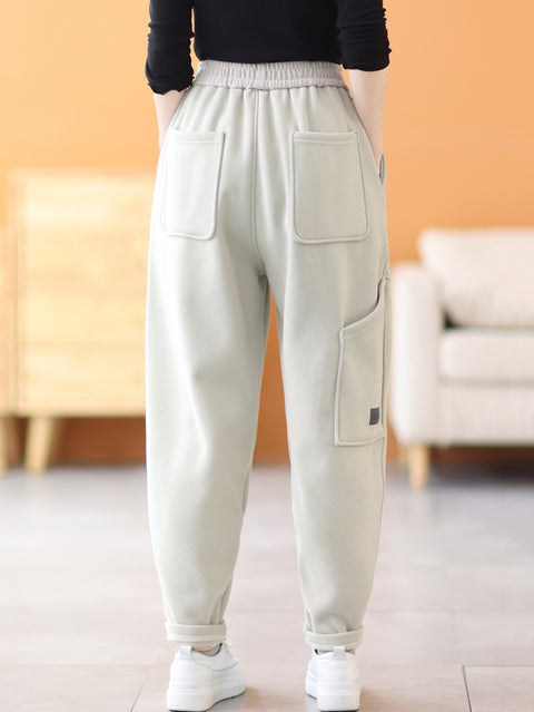 Plus Size Women Casual Winter Fleece-lined Harem Pants